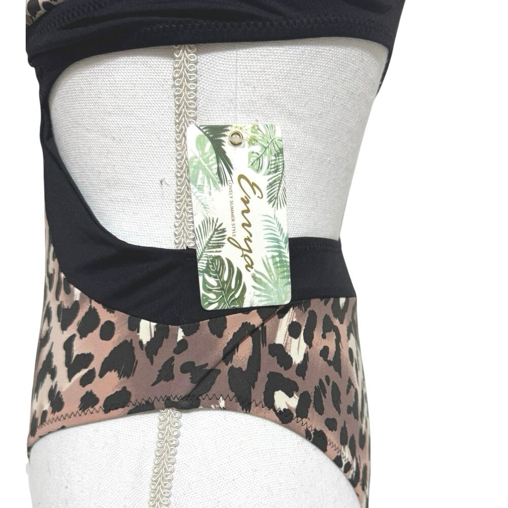 Animal Print One Piece Flattering Side Cut Out Swimsuit Size S 4-6 Envya Elsa - Picture 3 of 12